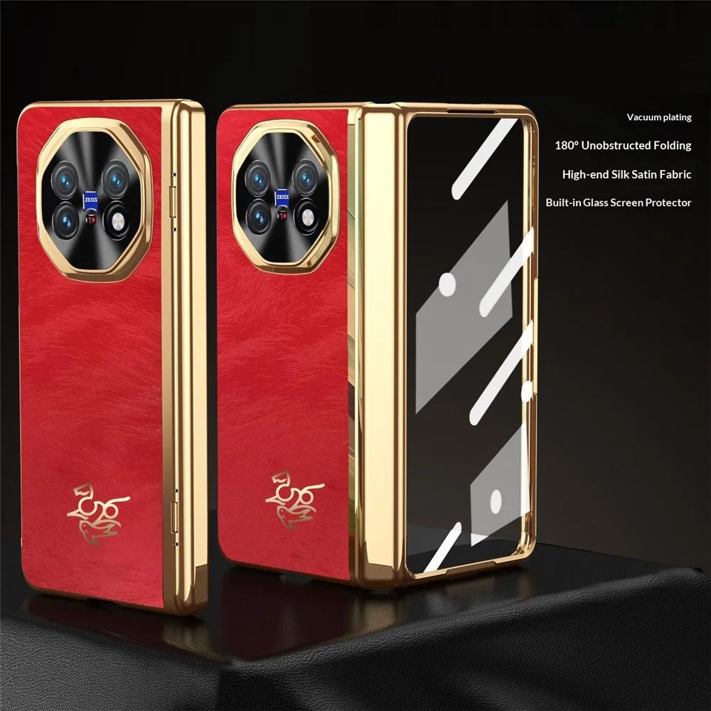 For vivo X Fold5 5G Case Horse Pattern Hinge Protection Hard PC Phone Cover with Front Screen Protector - 2