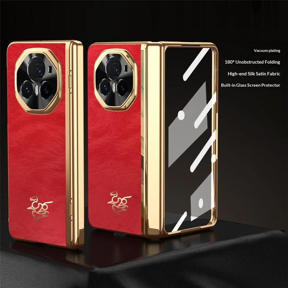 For Honor Magic V3 5G Case Horse Pattern Hinge Protection Hard PC Phone Cover with Front Screen Protector - 2