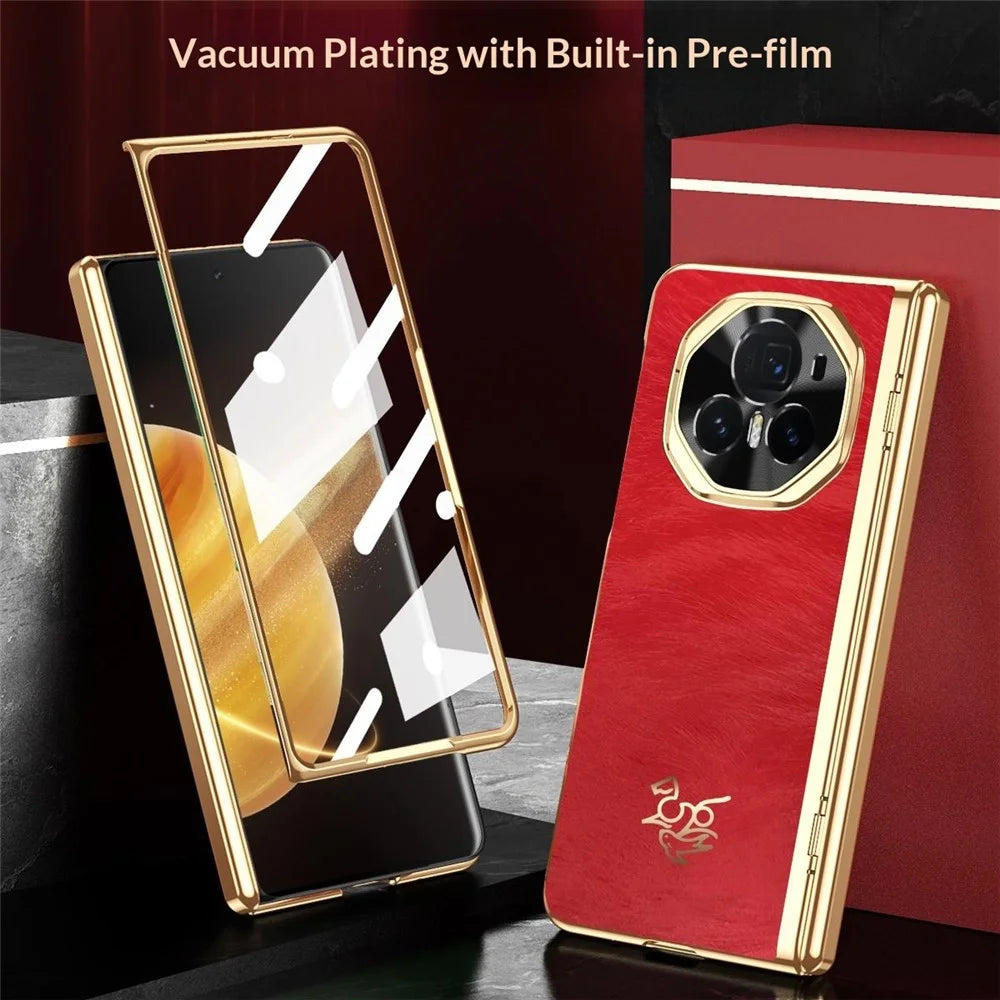 For Honor Magic V3 5G Case Horse Pattern Hinge Protection Hard PC Phone Cover with Front Screen Protector - 3