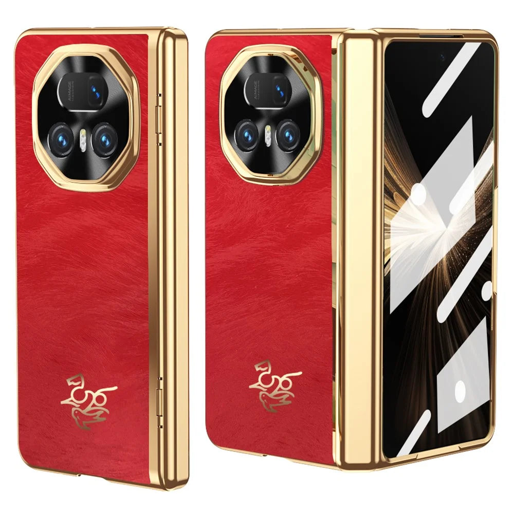 For Honor Magic V5 5G Case Horse Pattern Hinge Protection Hard PC Phone Cover with Front Screen Protector - 1