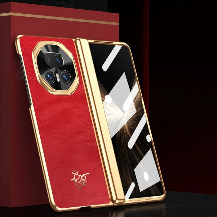 For Honor Magic V5 5G Case Horse Pattern Hinge Protection Hard PC Phone Cover with Front Screen Protector - 6