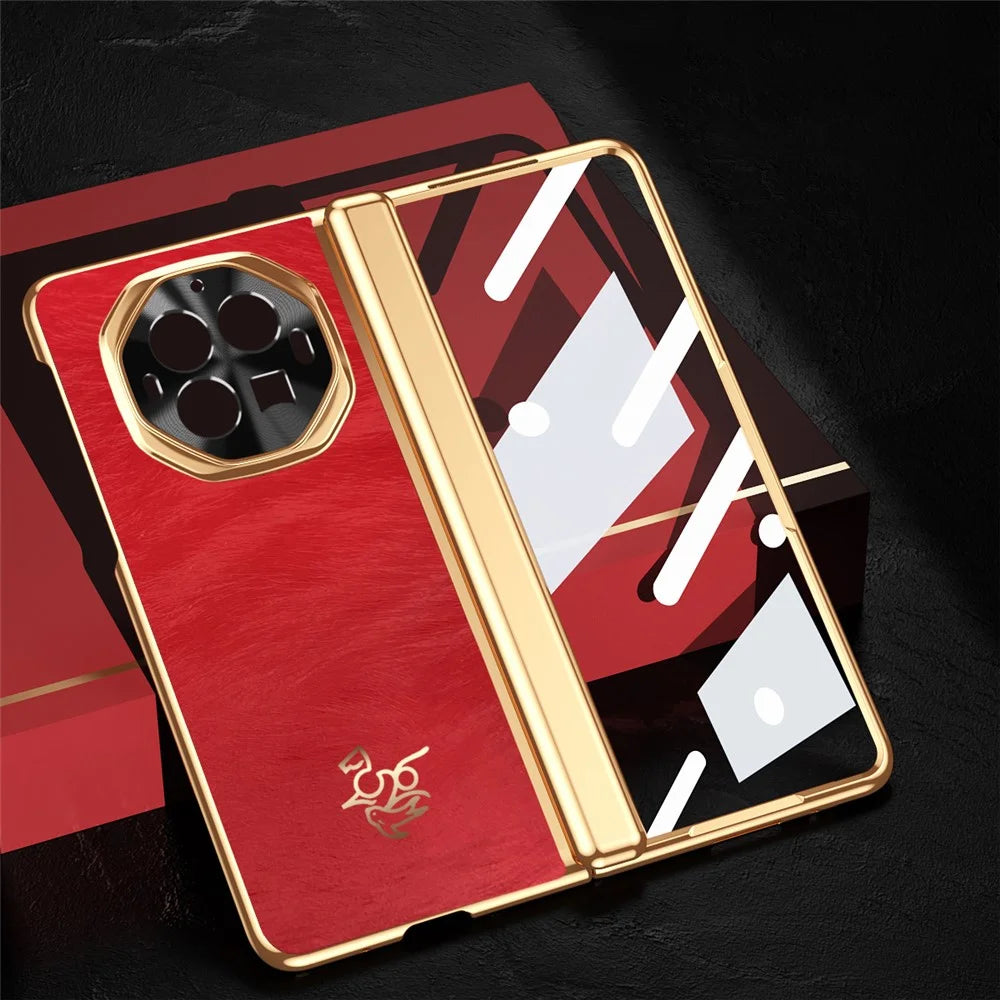 For vivo X Fold3 Case Horse Pattern Hinge Protection Hard PC Phone Cover with Front Screen Protector - 5