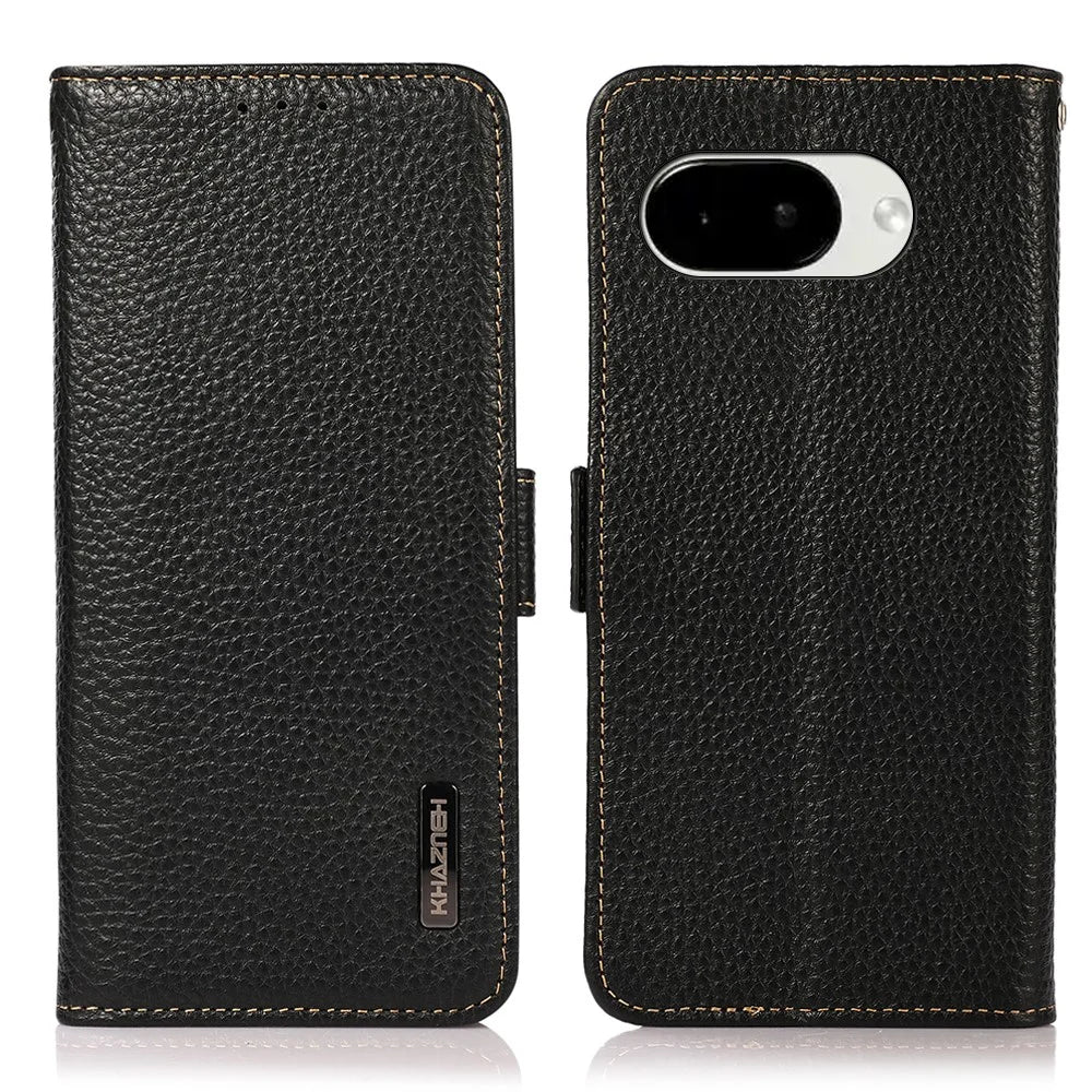 KHAZNEH for Google Pixel 10a Case RFID Blocking TPU Leather Wallet Phone Cover with Stand - Black - 1