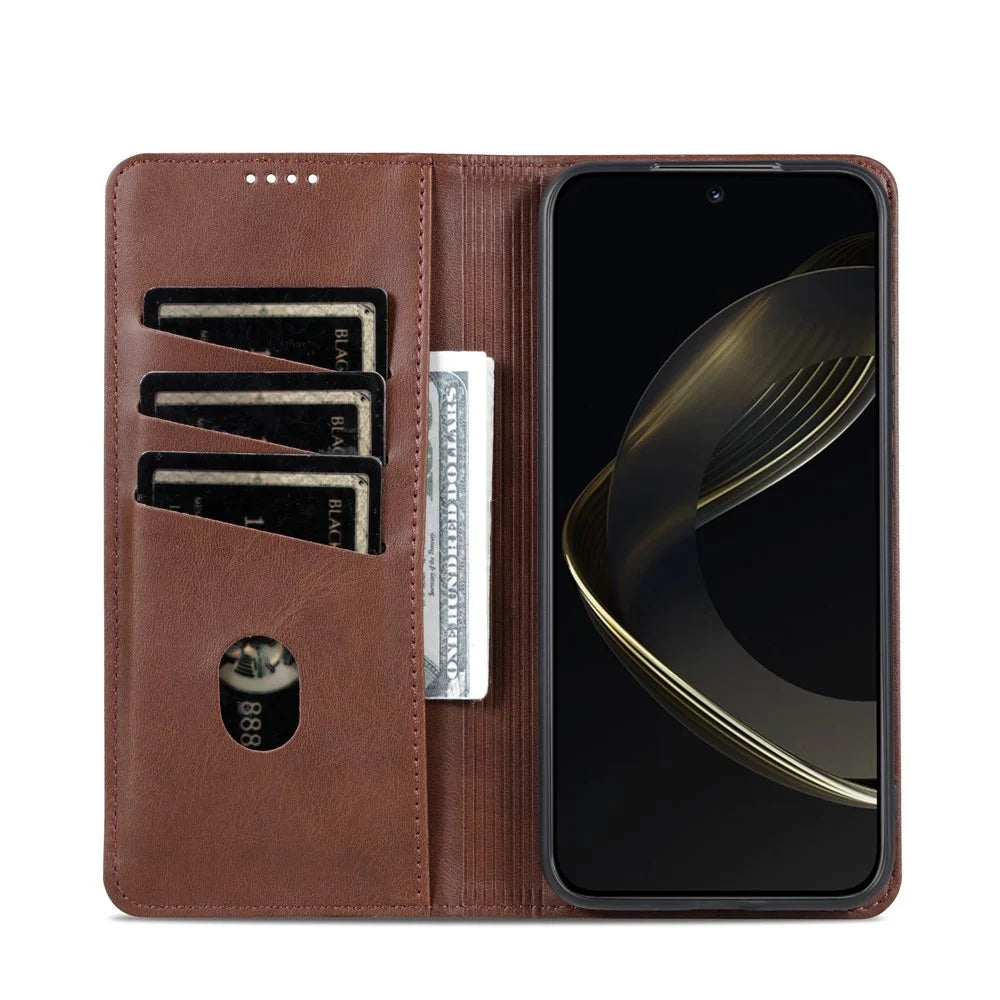 AZNS For vivo Y500 Pro 5G Case Cowhide Texture PU Leather Wallet Phone Cover - Coffee - 2