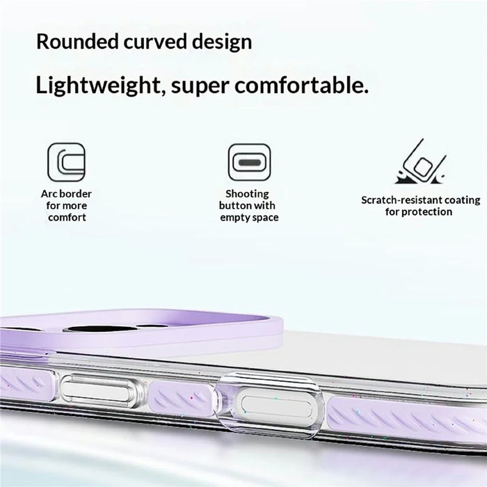 For iPhone 17 Pro Max Case Anti-Collision TPE + TPU Clear Back Phone Cover Large Camera Cutout - Purple - 3