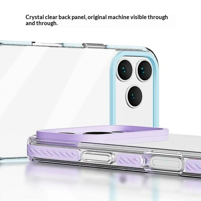 For iPhone 17 Pro Max Case Anti-Collision TPE + TPU Clear Back Phone Cover Large Camera Cutout - Purple - 5