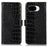 For Google Pixel 10a Case RFID Blocking Wallet Crocodile Texture Genuine Cow Leather Phone Cover - Black - 1