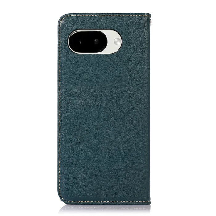 KHAZNEH For Google Pixel 10a Case Wallet Genuine Cow Leather Phone Cover Nappa Texture - Green - 7
