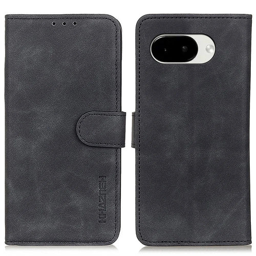 KHAZNEH For Google Pixel 10a Case PU Leather Retro Texture Phone Cover - Black - 1