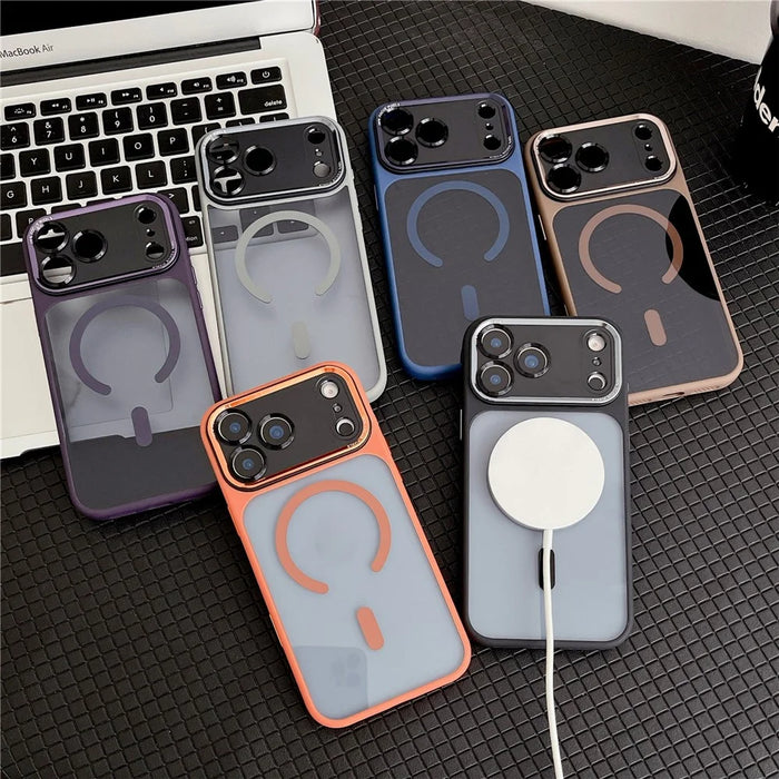 For iPhone 17 Pro Max Hybrid Case Compatible with MagSafe TPU + Acrylic Phone Shell Built-In AI Photo Button - Brown - 7
