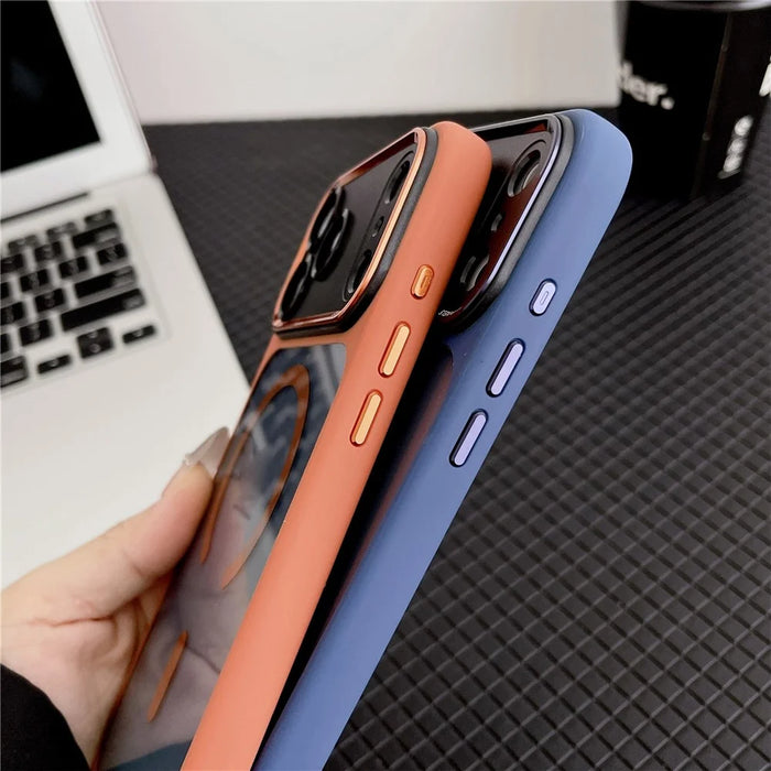 For iPhone 17 Pro Hybrid Case Compatible with MagSafe TPU + Acrylic Phone Shell Built-In AI Photo Button - Brown - 4
