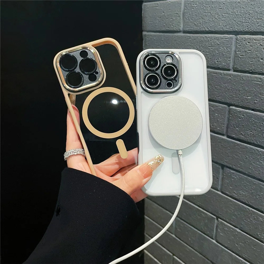 For iPhone 16 Pro Hybrid Case Compatible with MagSafe TPU + Acrylic Phone Shell Built-In AI Photo Button - Grey - 2