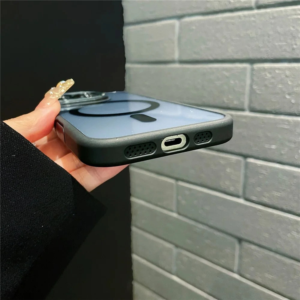 For iPhone 16 Pro Hybrid Case Compatible with MagSafe TPU + Acrylic Phone Shell Built-In AI Photo Button - Grey - 5
