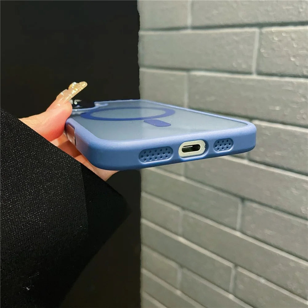 For iPhone 16 Hybrid Case Compatible with MagSafe TPU + Acrylic Phone Shell Built-In AI Photo Button - Blue - 2