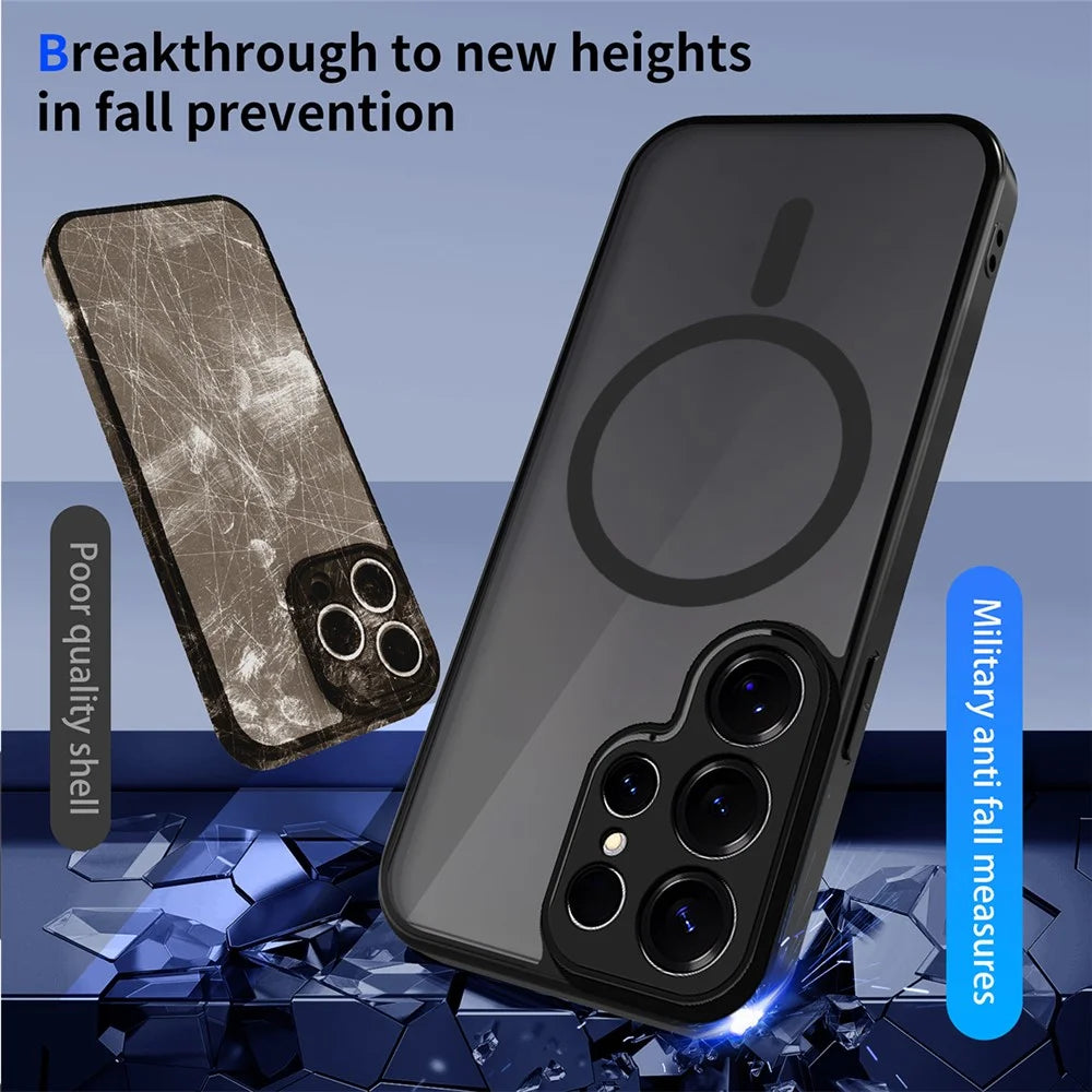 For Samsung Galaxy S25 Ultra Magnetic Case Skin Touch Matte Translucent PC + TPU Anti-Drop Phone Cover - Black - 6