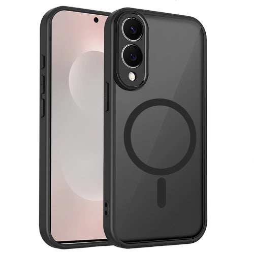 For Samsung Galaxy S25 Edge Magnetic Case Skin Touch Matte Translucent PC + TPU Anti-Drop Phone Cover - Black - 1