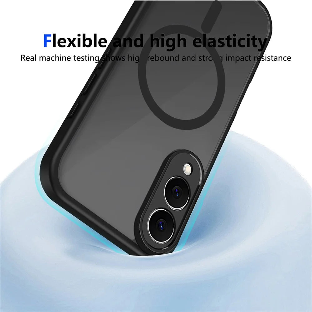 For Samsung Galaxy S25 Edge Magnetic Case Skin Touch Matte Translucent PC + TPU Anti-Drop Phone Cover - Black - 7