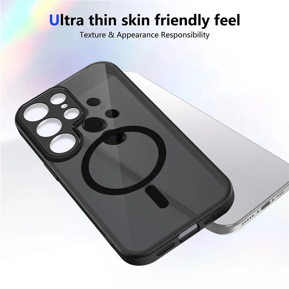 For Samsung Galaxy S23 Ultra Magnetic Case Skin Touch Matte Translucent PC + TPU Anti-Drop Phone Cover - Black - 4