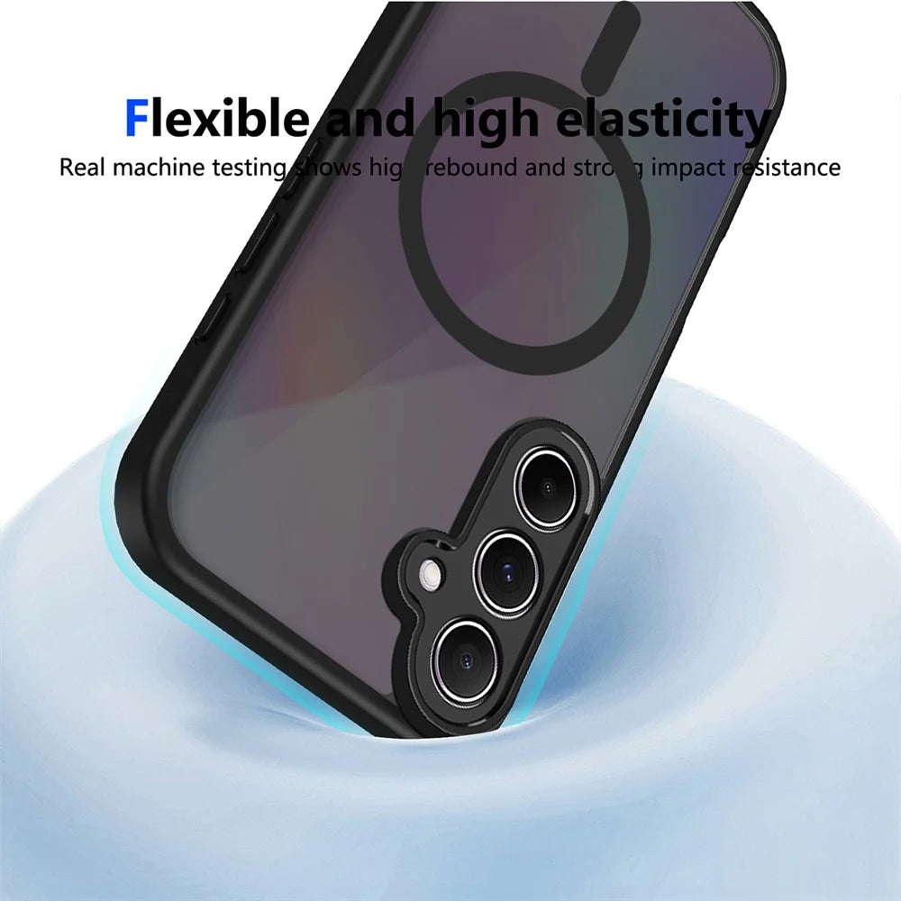 For Samsung Galaxy S24+ Magnetic Case Skin Touch Matte Translucent PC + TPU Anti-Drop Phone Cover - Black - 7