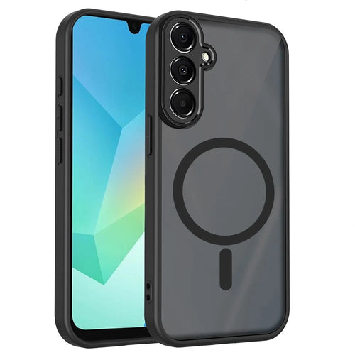 For Samsung Galaxy A16 4G / 5G Magnetic Case Skin Touch Matte Translucent PC + TPU Anti-Drop Phone Cover - Black - 1
