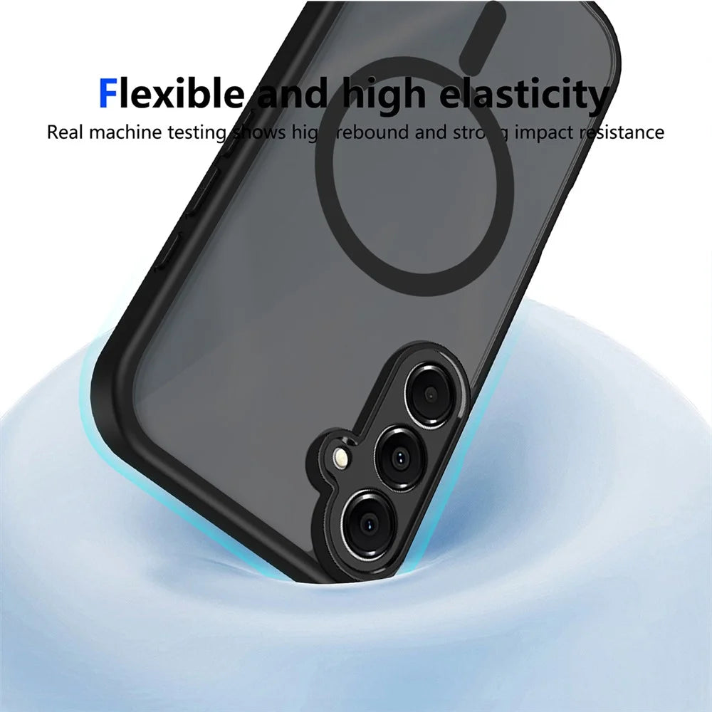 For Samsung Galaxy A16 4G / 5G Magnetic Case Skin Touch Matte Translucent PC + TPU Anti-Drop Phone Cover - Black - 7