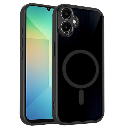 For Samsung Galaxy A06 5G Magnetic Case Skin Touch Matte Translucent PC + TPU Anti-Drop Phone Cover - Black - 1