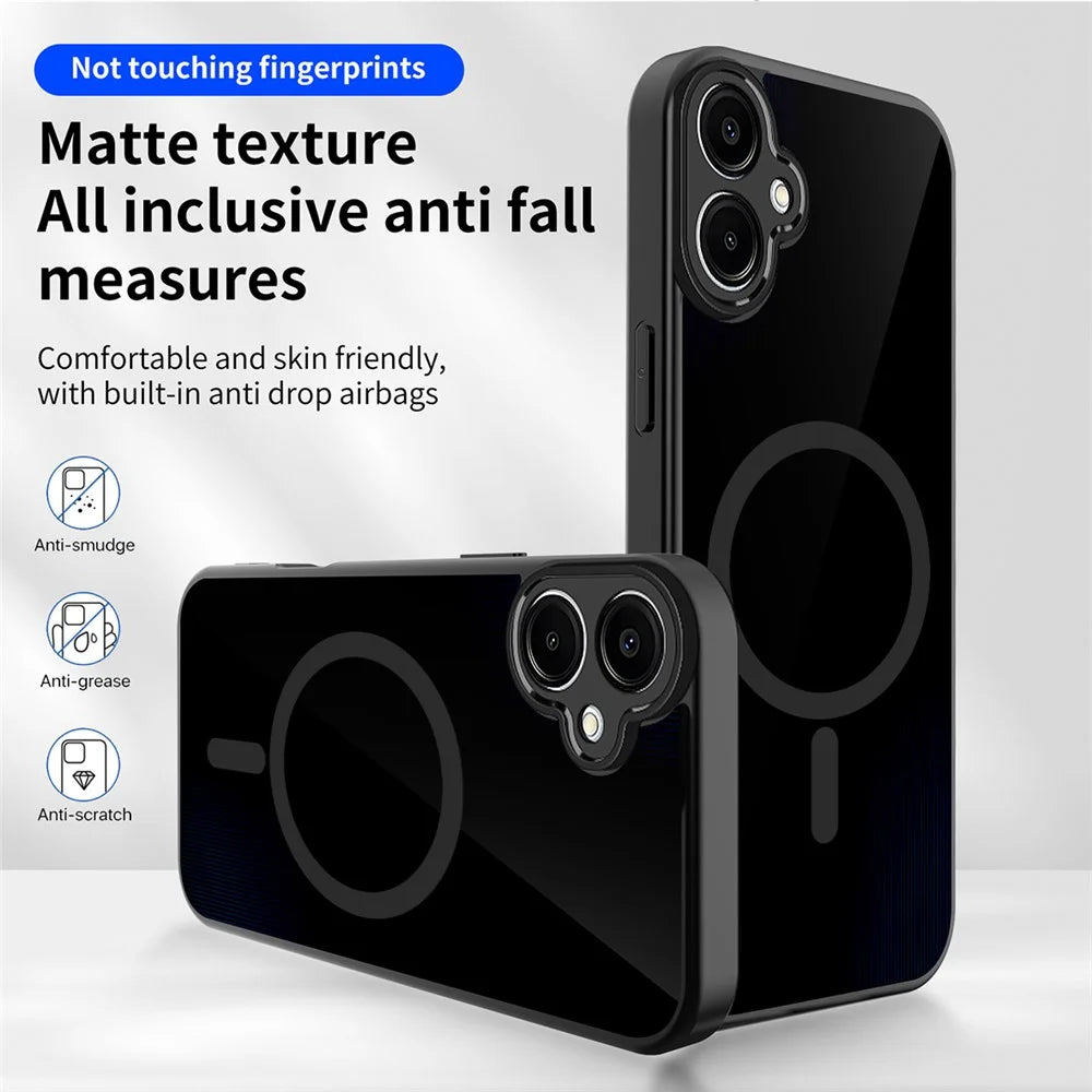 For Samsung Galaxy A06 5G Magnetic Case Skin Touch Matte Translucent PC + TPU Anti-Drop Phone Cover - Black - 2