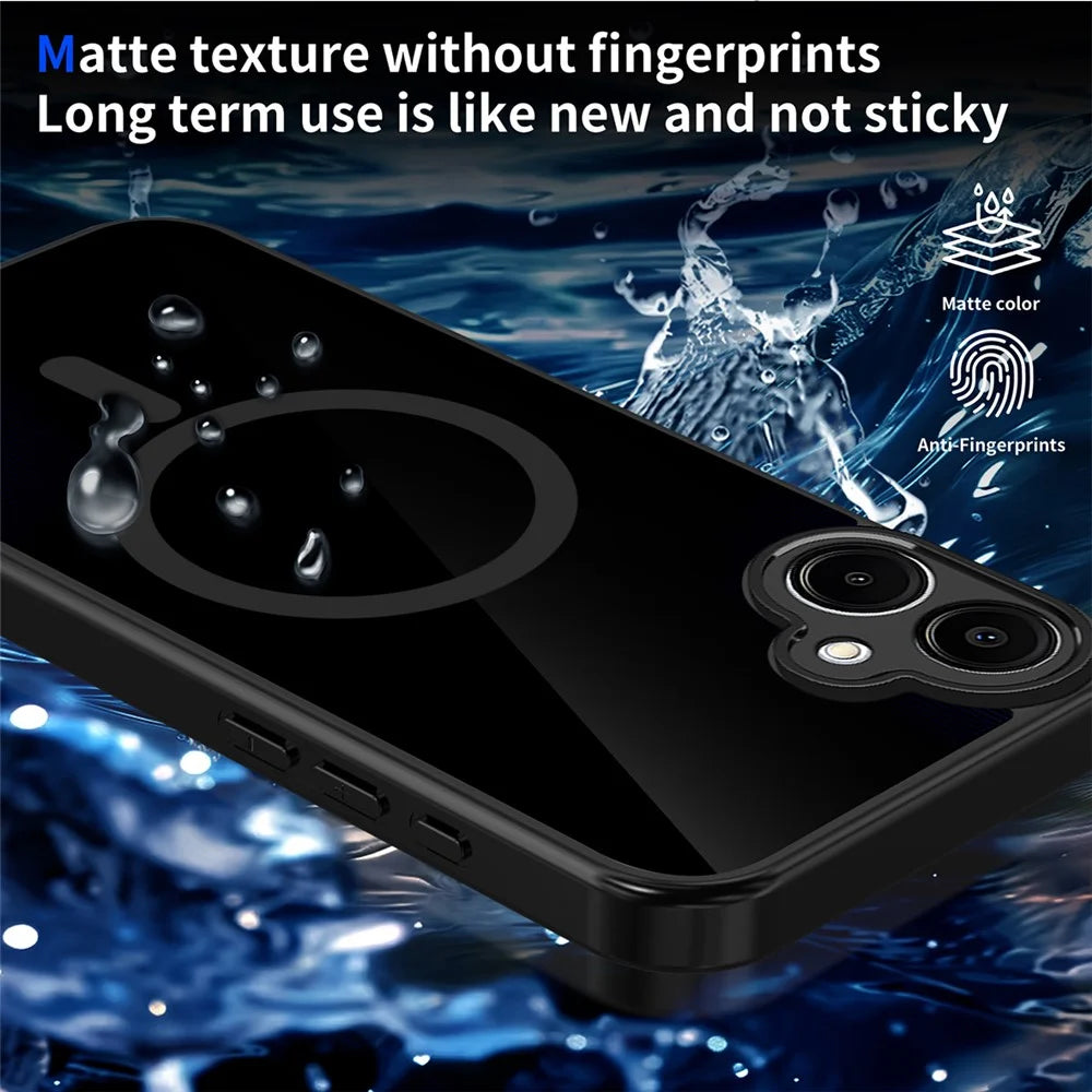 For Samsung Galaxy A06 5G Magnetic Case Skin Touch Matte Translucent PC + TPU Anti-Drop Phone Cover - Black - 5
