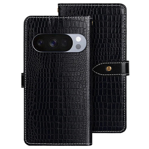 IDEWEI For Google Pixel 10 / 10 Pro Case Crocodile Texture PU Leather Flip Phone Cover - Black - 1