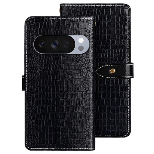 IDEWEI For Google Pixel 10 / 10 Pro Case Crocodile Texture PU Leather Flip Phone Cover - Black - 1