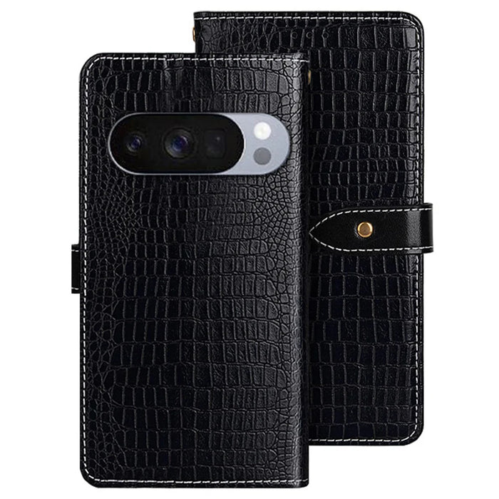 IDEWEI For Google Pixel 10 / 10 Pro Case Crocodile Texture PU Leather Flip Phone Cover - Black - 1