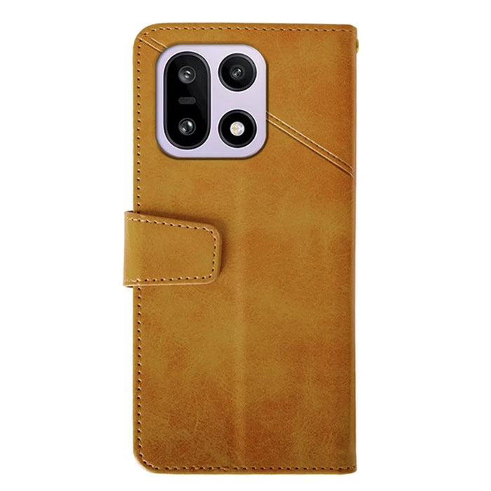 IDEWEI For OnePlus 15 5G Case Leather Wallet Phone Cover Stand Calf Texture - Brown - 5
