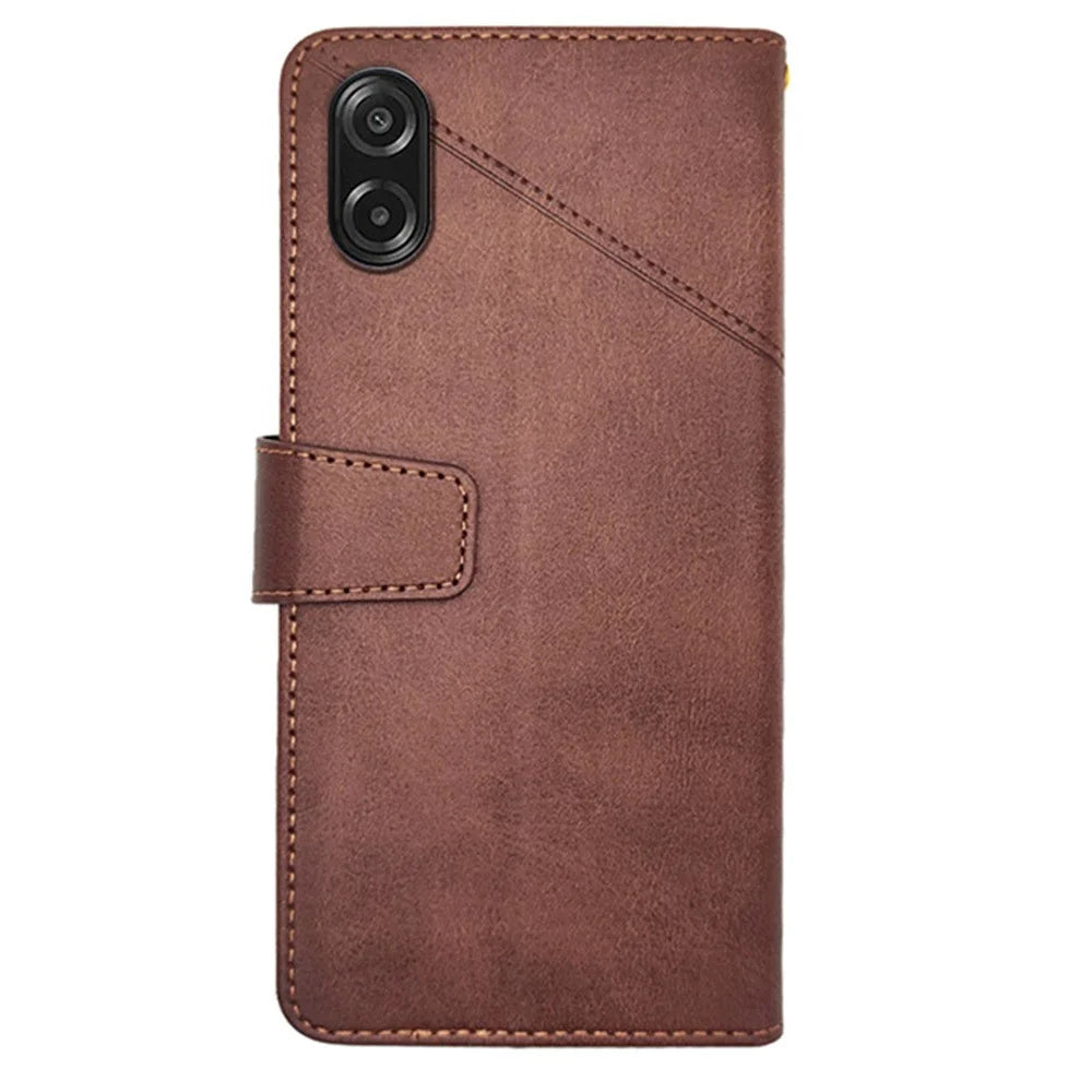 IDEWEI For Samsung Galaxy A08 5G / A08 4G / A07 5G / A07 4G Case Leather Wallet Phone Cover Stand Calf Texture - Coffee - 5