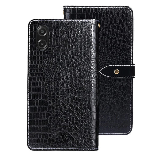 IDEWEI For Samsung Galaxy A08 5G / A08 4G / A07 5G / A07 4G Case Crocodile Texture PU Leather Flip Phone Cover - Black - 1