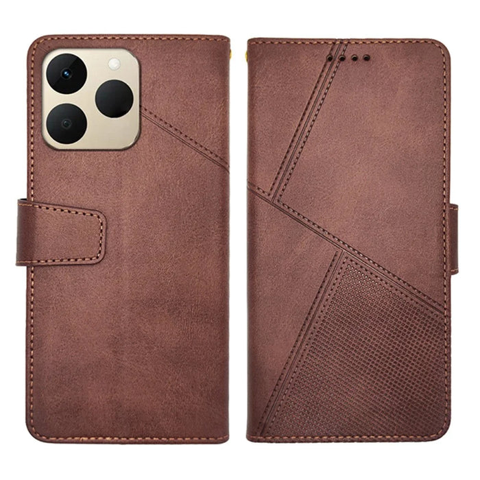 IDEWEI For Realme 15T 5G Case Leather Wallet Phone Cover Stand Calf Texture - Coffee - 1