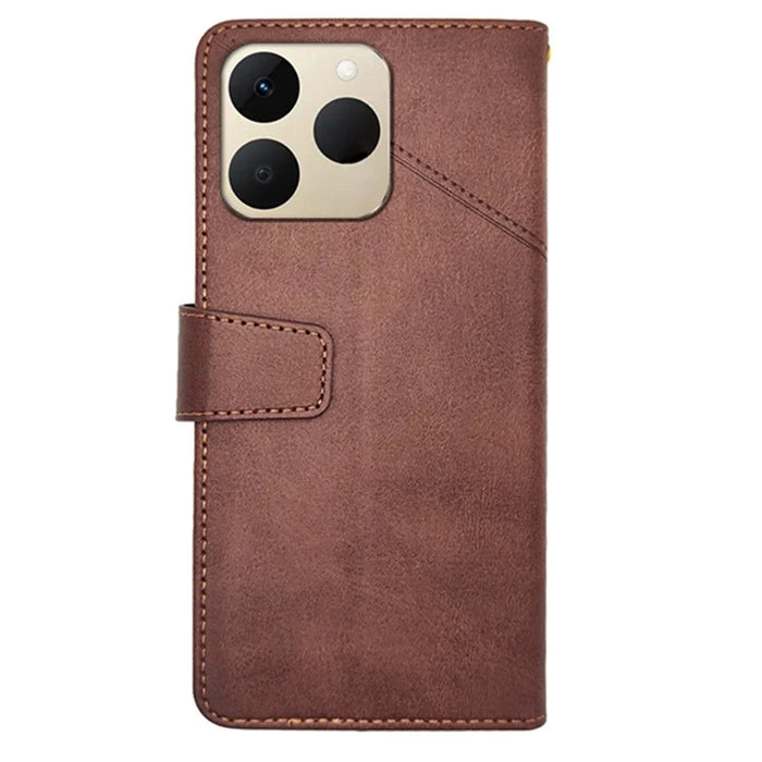 IDEWEI For Realme 15T 5G Case Leather Wallet Phone Cover Stand Calf Texture - Coffee - 5