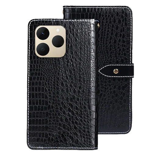 IDEWEI For Realme 15T 5G Case Crocodile Texture PU Leather Flip Phone Cover - Black - 1