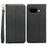 For Google Pixel 9a Wallet Phone Case Checkered Pattern Imprint Leather Flip Cover with Wrist Strap - Black - 1