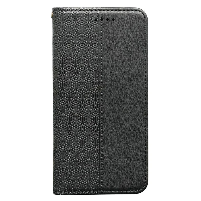 For Google Pixel 9a Wallet Phone Case Checkered Pattern Imprint Leather Flip Cover with Wrist Strap - Black - 7
