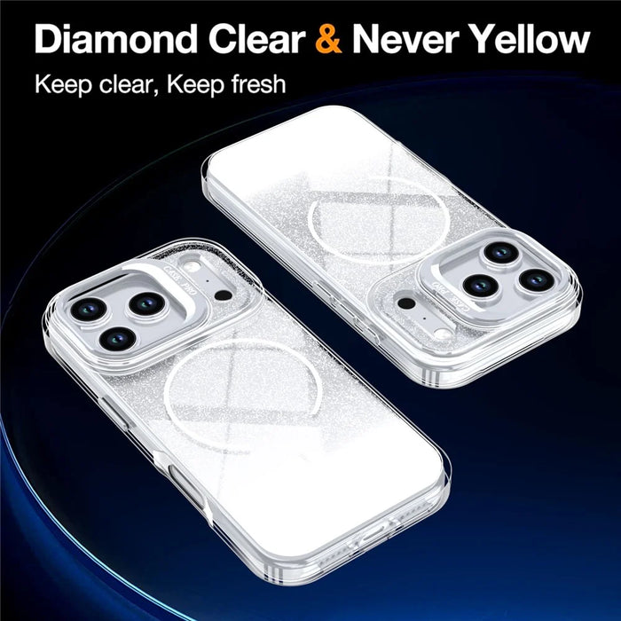 For iPhone 17 Pro Max Case MagSafe-Compatible Gradient Glitter Shockproof Phone Cover - White - 2