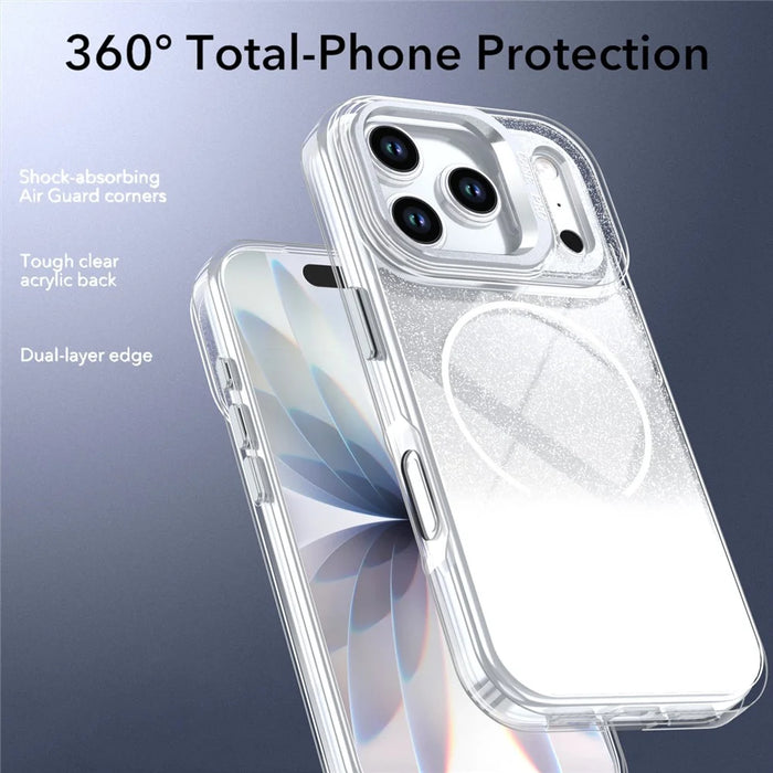 For iPhone 17 Pro Max Case MagSafe-Compatible Gradient Glitter Shockproof Phone Cover - White - 4