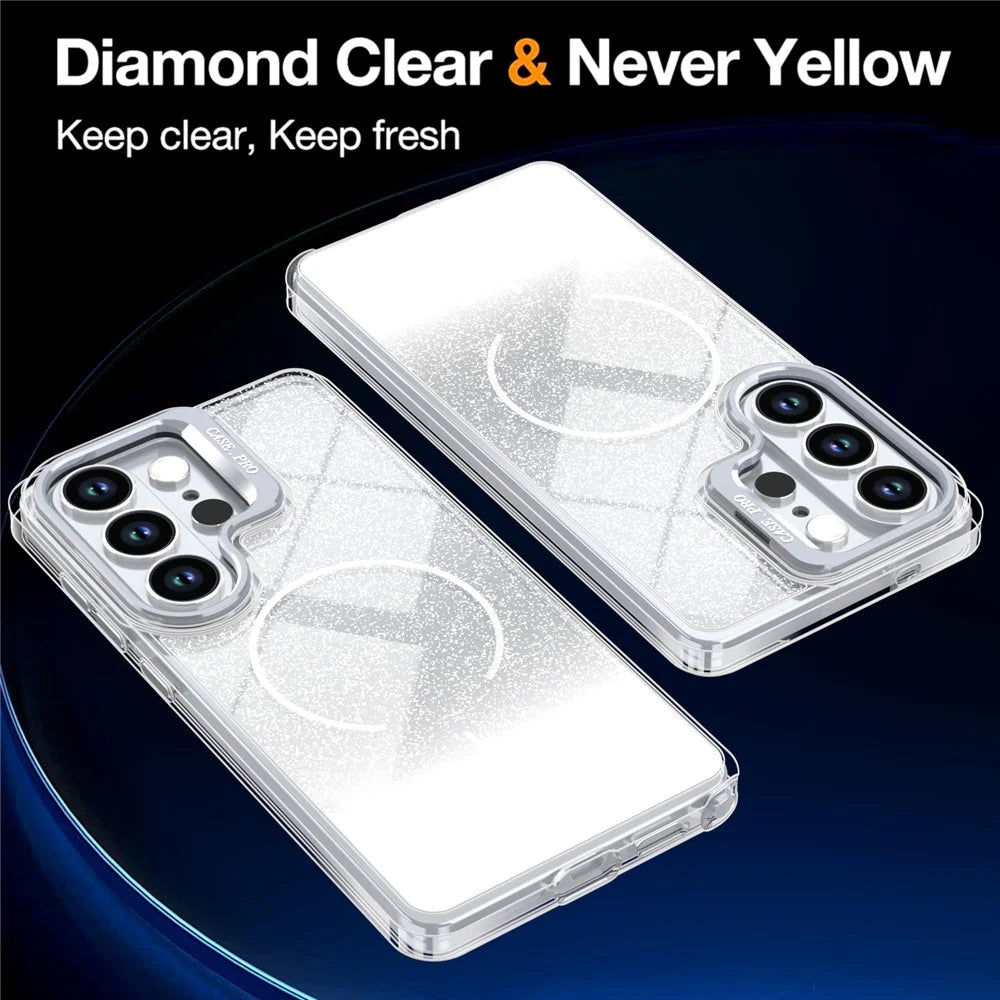 For Samsung Galaxy S26 Ultra Case Magnetic Case Gradient Glitter Shockproof TPU PC Phone Cover - White - 2