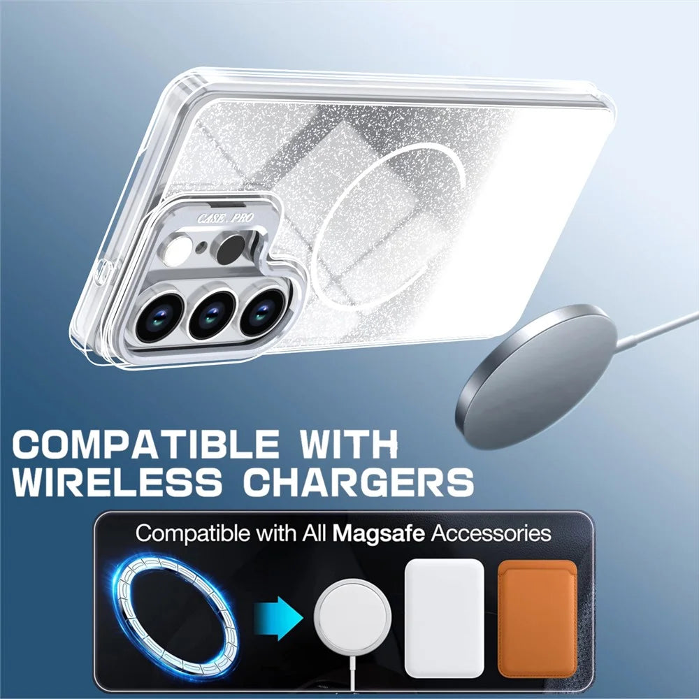 For Samsung Galaxy S26 Ultra Case Magnetic Case Gradient Glitter Shockproof TPU PC Phone Cover - White - 3