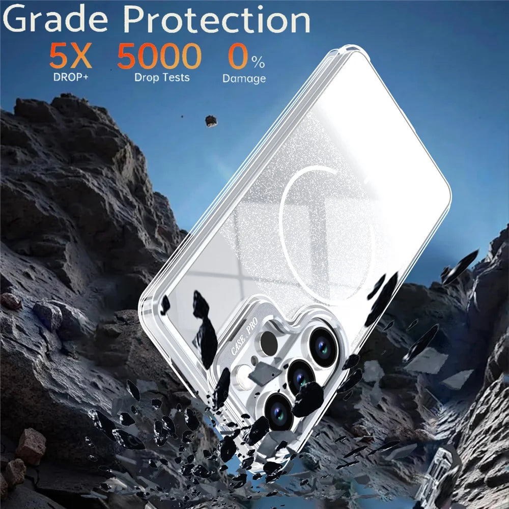 For Samsung Galaxy S26 Ultra Case Magnetic Case Gradient Glitter Shockproof TPU PC Phone Cover - White - 7