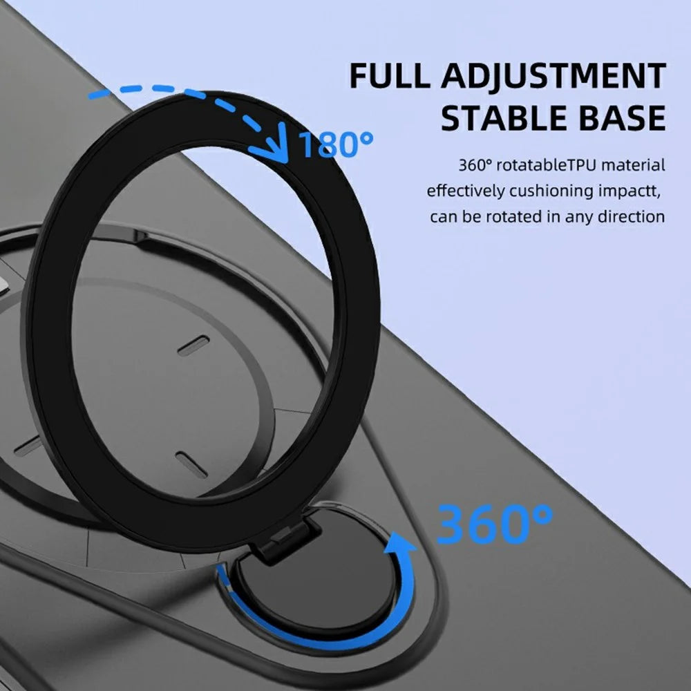 For iPhone 17 Magnetic Case Rotating Kickstand TPU PC Phone Cover Compatible with MagSafe - Blue - 4