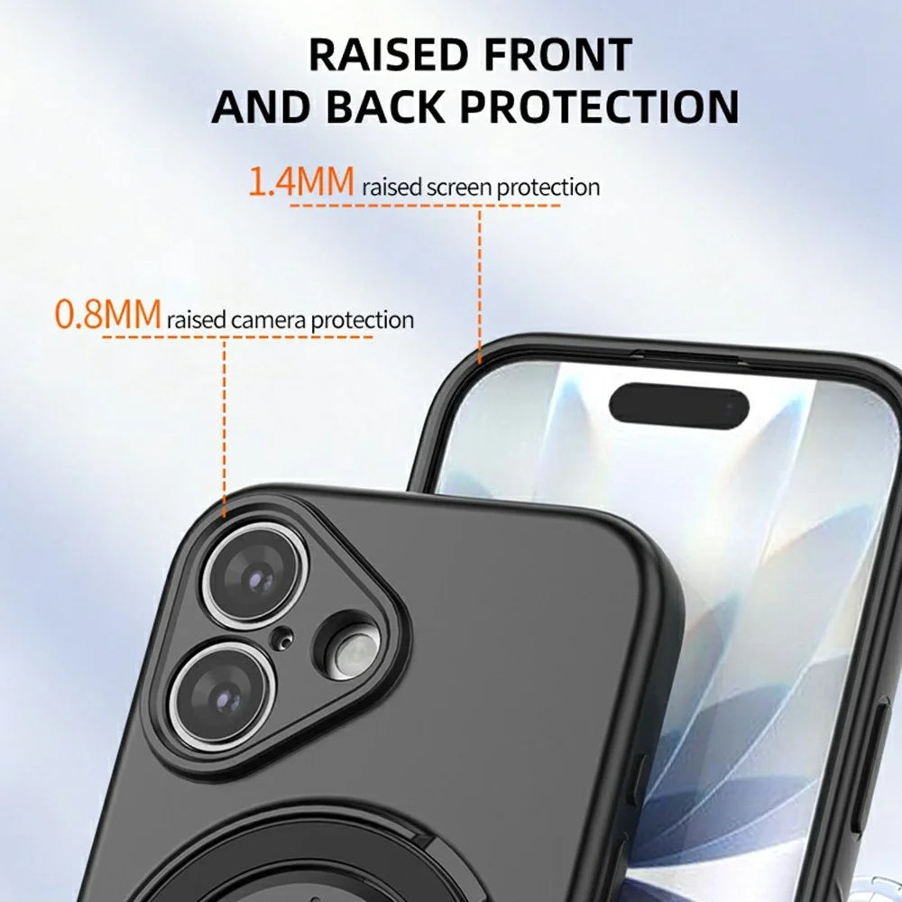 For iPhone 17 Magnetic Case Rotating Kickstand TPU PC Phone Cover Compatible with MagSafe - Blue - 6