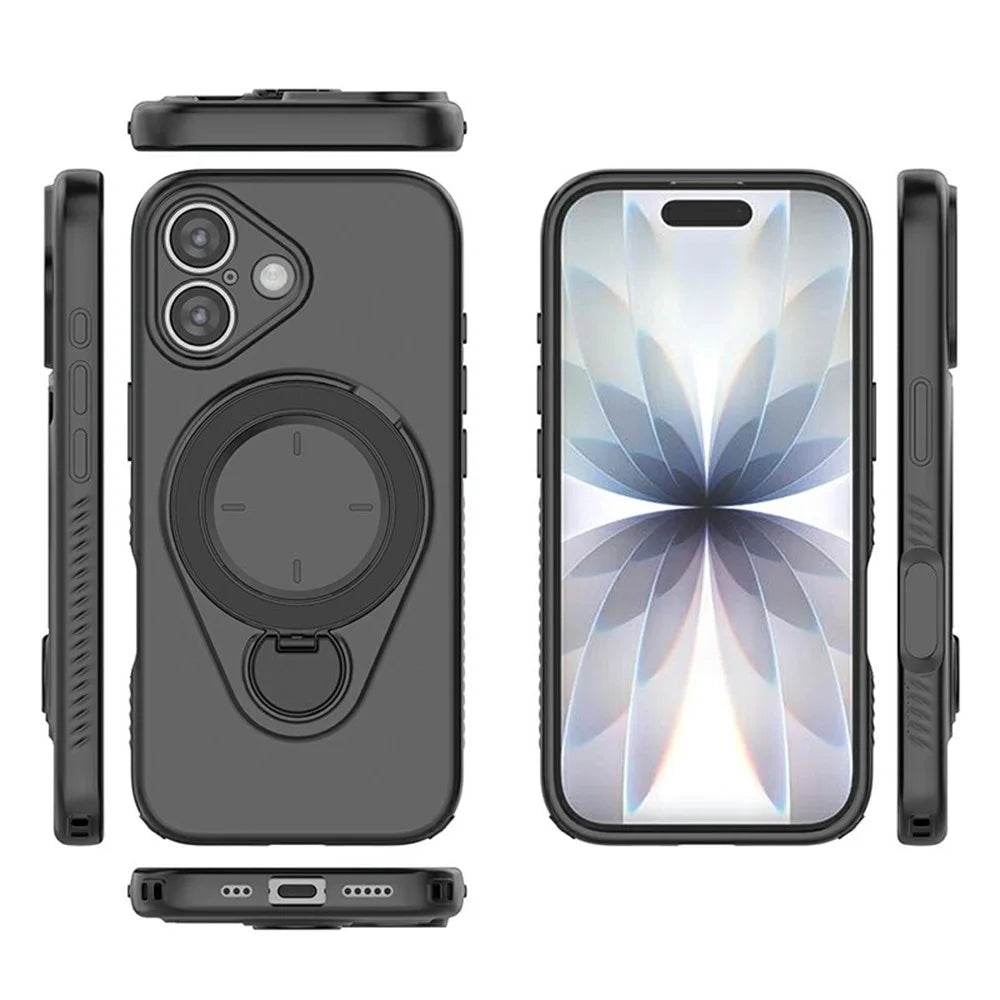 For iPhone 17 Magnetic Case Rotating Kickstand TPU PC Phone Cover Compatible with MagSafe - Blue - 7