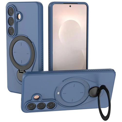 For Samsung Galaxy S26+ Magnetic Case Rotating Kickstand TPU PC Phone Cover - Blue - 1