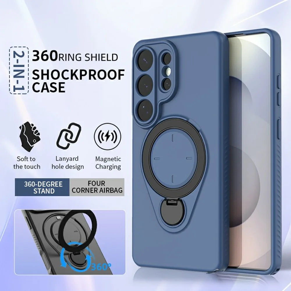 For Samsung Galaxy S26 Ultra Kickstand Case Drop Proof TPU Phone Cover Support Magnetic Car Mount - Blue - 2