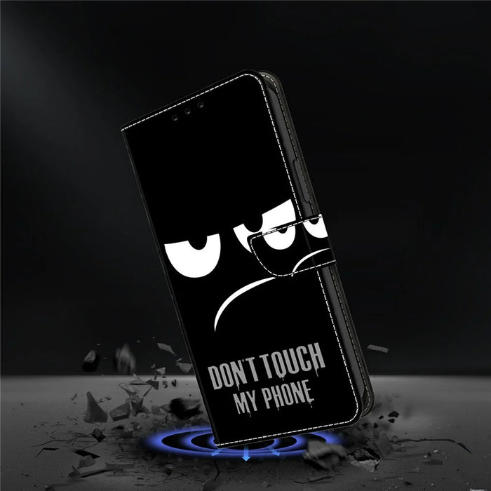 For Samsung Galaxy A37 5G Case Magnetic Clasp 3D Pattern Leather Wallet Phone Cover - Don't Touch My Phone - 4